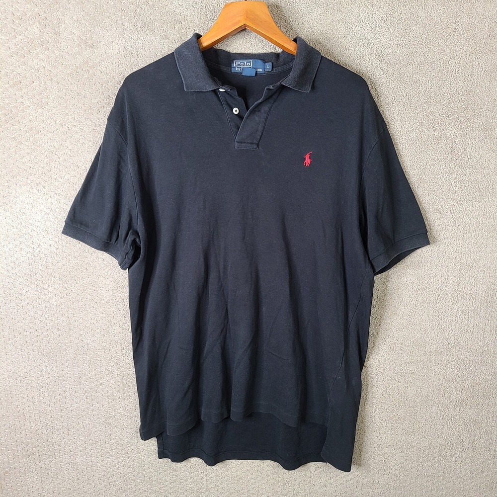 Polo Ralph Lauren Shirt Mens Large Black Short Sleeve Pony Logo Cotton Polo